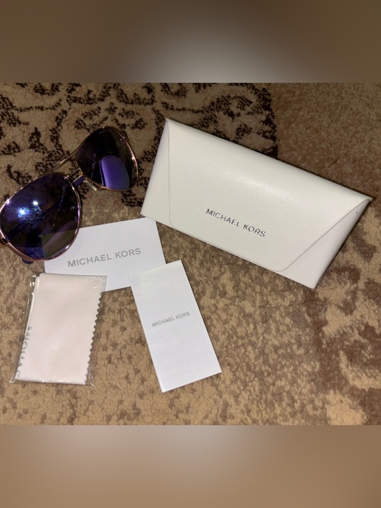 Michael Kors Accessories - Michael Kors Gold Aviator Sunglasses with Purple Lenses